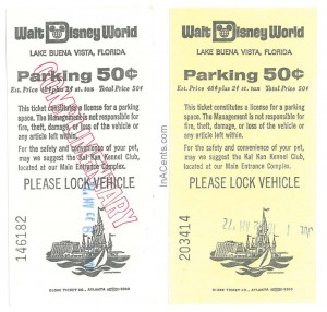 1972 Walt Disney World Parking Pass Front