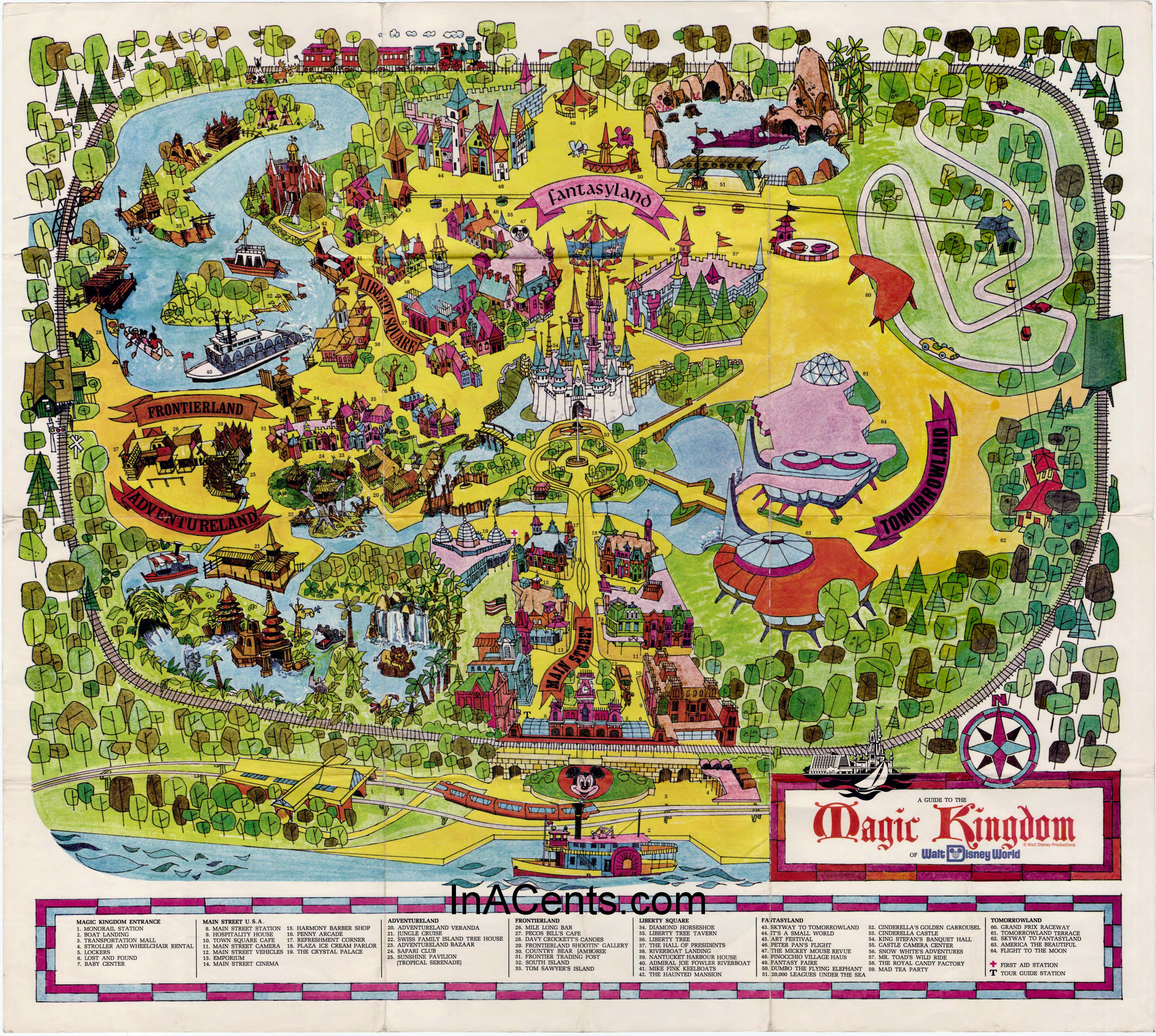 1971 Original Walt Disney World Magic Kingdom Map Inacents Com