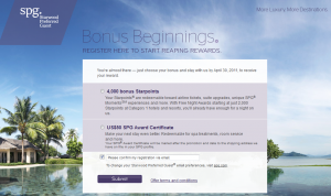 SPG Bonus Beginnings Promo