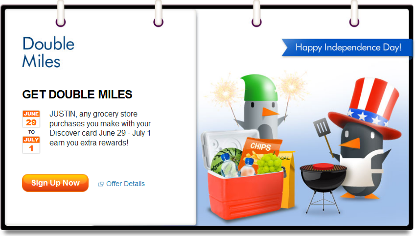 July 2012 Discover Card Double Miles