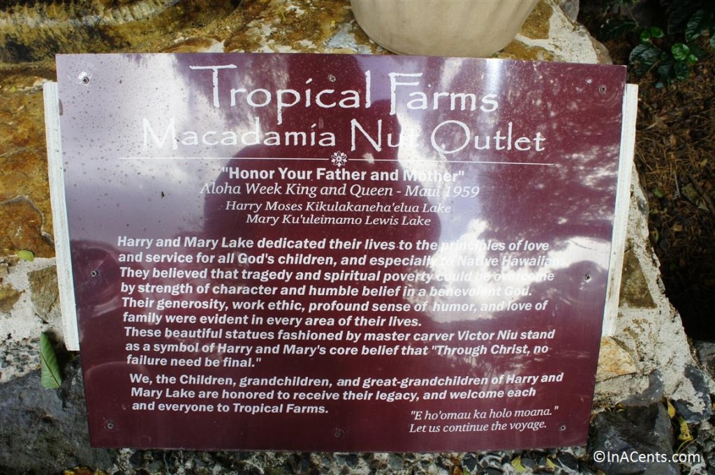 120614 Tropical Farms Macadamia Farm Oahu, Hawaii Harry and Mary Sign