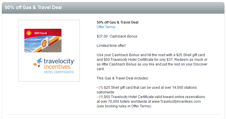 Discover Card 50percent Gas and Travel Promo