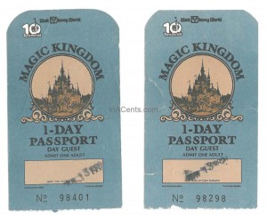 1982 Walt Disney World Tickets Front