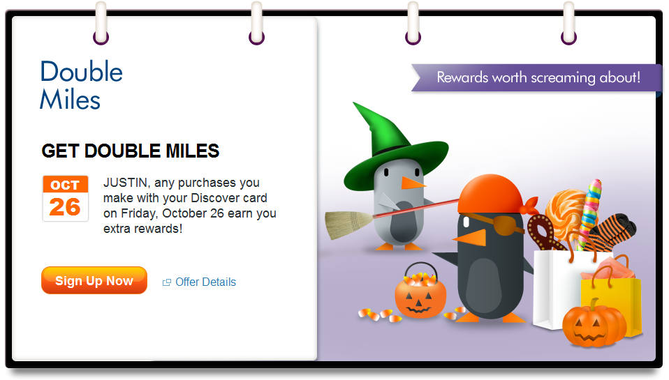 Discover Oct 26 Double Miles Promo