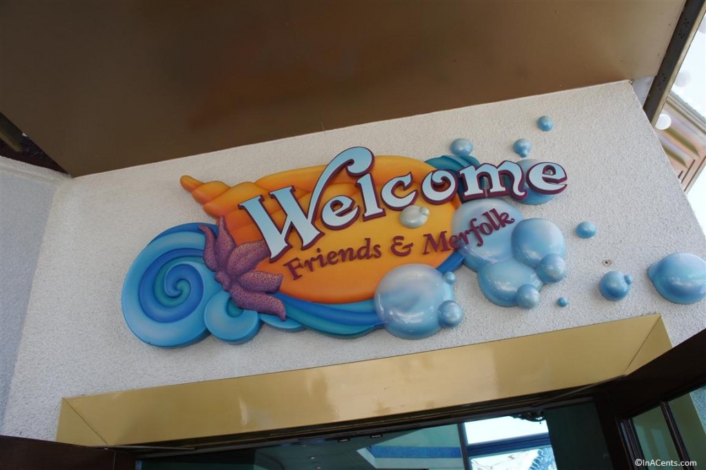 120611 DCA Ariel's Grotto Welcome Friends and Merfolk Sign