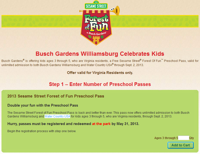 Pampers Gifts To Grow 2013 Free Kids Admission To Busch Gardens