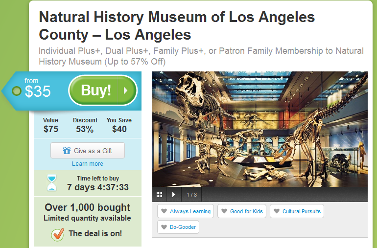 Groupon Natural History Museum of Los Angeles