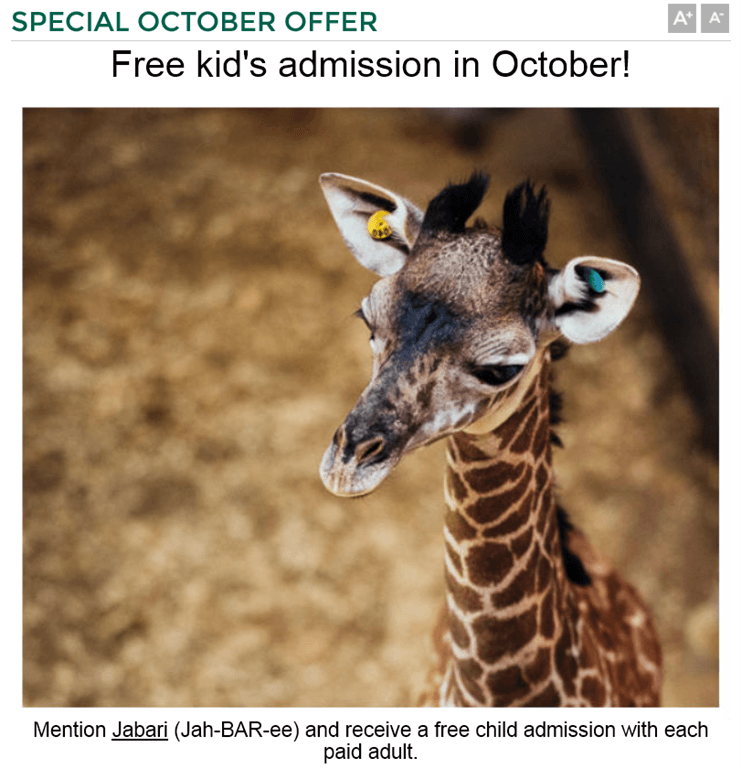 October-November 2014 Cleveland Metroparks Zoo Free Child Admission