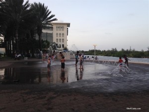 150706 Camana Bay Splash Pad, Grand Cayman with Kids