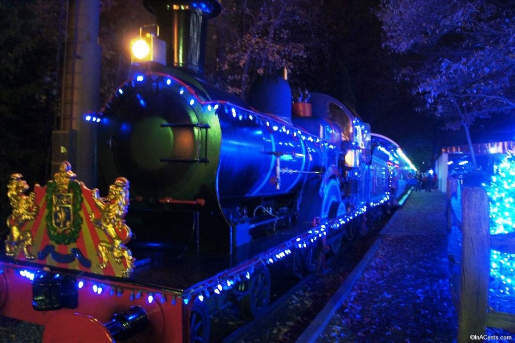 121123 Busch Gardens Williamsburg Christmas Town Train at Night